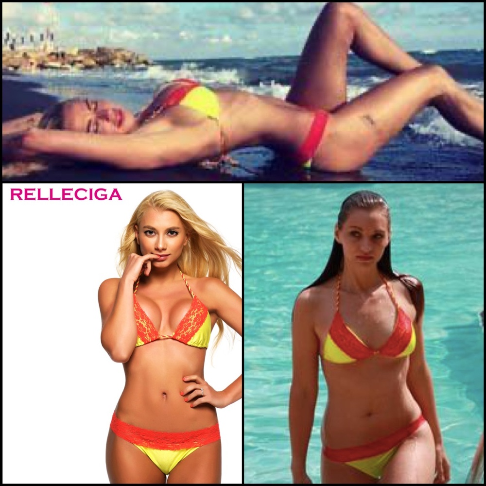 Relleciga Navy Blue & Red Lace String Bikini - Picture 2 of 15